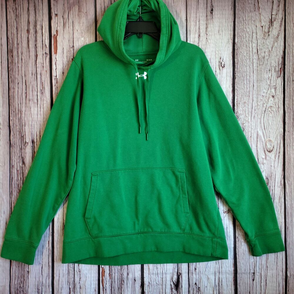 Under Armour Large Hoodie Green Mens Kangaroo Pockets Mens Cotton Blend